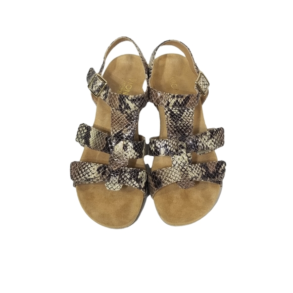 Vionic Glenda Strappy Wedge Leather Sandals In Snake Print Comfort Shoes Size 7 - Picture 3 of 11